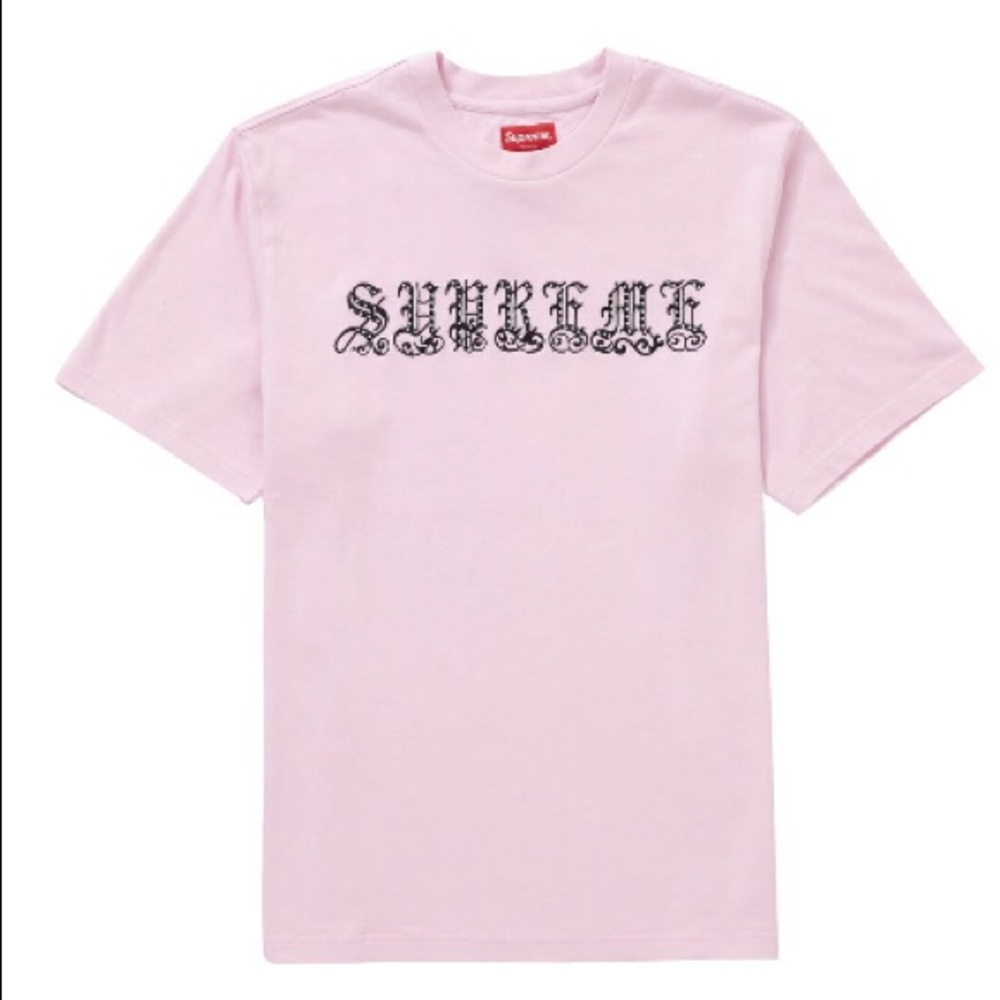 Supreme Old English Logo Rhinestone S/S Top SS21